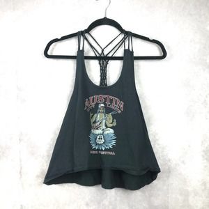 Austin City Limits Music Festival Braided Cropped Tank Top Black Size Medium